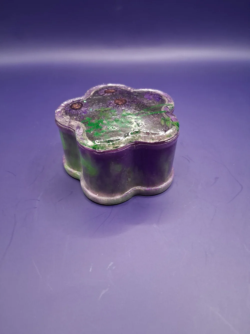 Purple and Green Flower Trinket Box